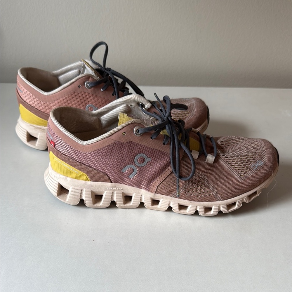 On Running Sneakers in Pink and Yellow